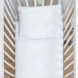4 Piece 80x70 cm Duvet & Cover with Pillow & Pillowcase Bedding Set for Baby Crib (Moon White)