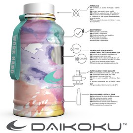 Daikoku Edelstahl Wasserflasche - 1.3l BPA frei - Nützlich für Fitnessstudio und alle Arten von Sport - Doppelwandige Thermosflasche 12 bis 24 Stunden - C Dekoration - Gelb