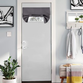 NICETOWN Room Darkening Blackout Window Curtains Solid Energy Saving Thermal Insulated Decorative French Door Curtain for Home Office Living Room, 26W x 18L Inch, Dark Grey, 1 Panel