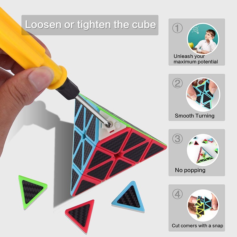 Roxenda Pyramid Speed Cube, 3x3x3 Qiming Pyramid Speed Cube Puzzle