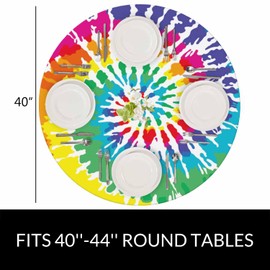 Yinron Swirl Spiral Round Tablecloth Abstract Colorful Tie Dye Waterproof Oil-Proof Table Cover Table Cloth For Indoor Dining, Outdoor Picnic Parties, Camping ,Fits For Table 40-44" Inches