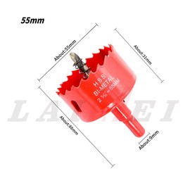 Laiwei Bi-Metal Hole Saw Drill Bit, HSS Hole Cutter with Mandrel for Wood and Metal (55 mm)