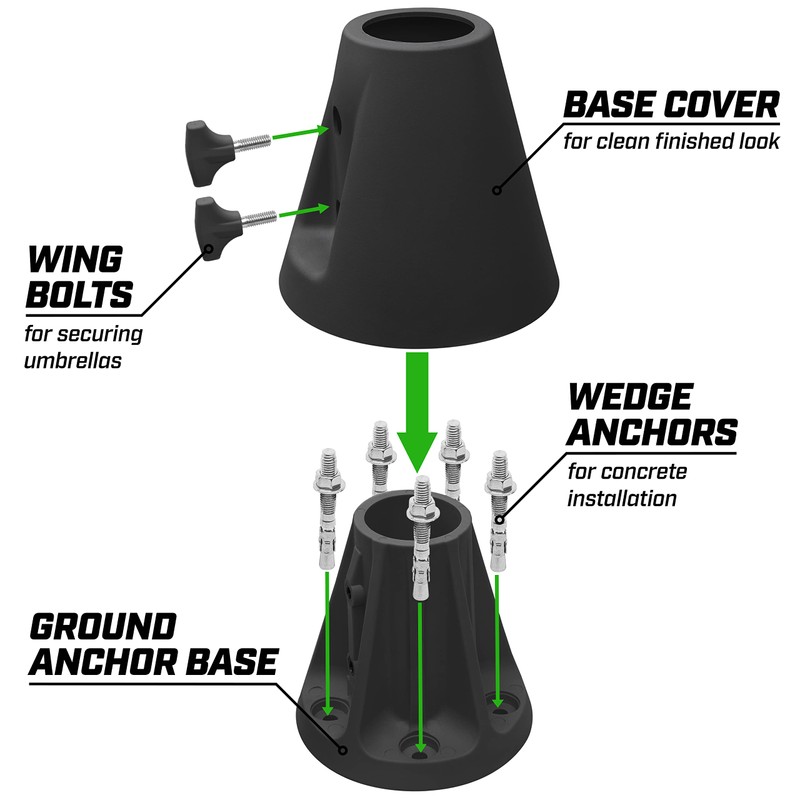 GoSports 500lb Equivalent Pool Deck Umbrella Anchor - Permanent Ground