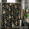 EGLGCC Vintage Floral Shower Curtain, Black Gold, 12 Hooks, 60"