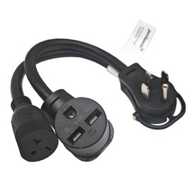 Parkworld 65191 4-Prong RV V Splitter Cord, NEMA 14-50P to 6-30R and 6-20R (T-Blade Also for 6-15R) 1.5FT