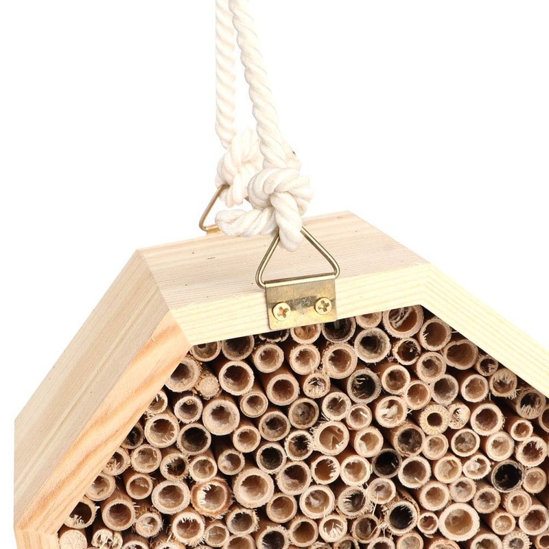 Mason Bee House Wooden Hexagon Bee Habitat Bug Room Hotel