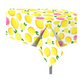 MOZUI 2-Pack Lemon Plastic Tablecloths – 54x87 Inch Waterproof Summer Party Table Covers for Picnic, Camping, Baby Showers, Lemon Theme Decor – Yellow Fruit Pattern Disposable Tablecloth