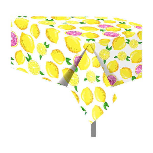 MOZUI 2-Pack Lemon Plastic Tablecloths – 54x87 Inch Waterproof Summer