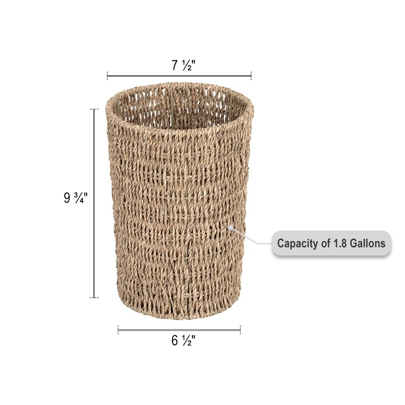 StorageWorks Wicker Waste Basket, Small Trash Can, Wicker Trash Basket
