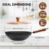 WANGYUANJI 12.6" Iron Wok with Lid, Flat Bottom Nonstick Wok