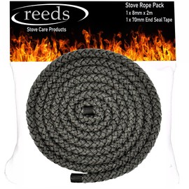 Reeds 8mm Black Stove Rope 2 Metre Length Heat Resistant Stove Rope/Door Gasket