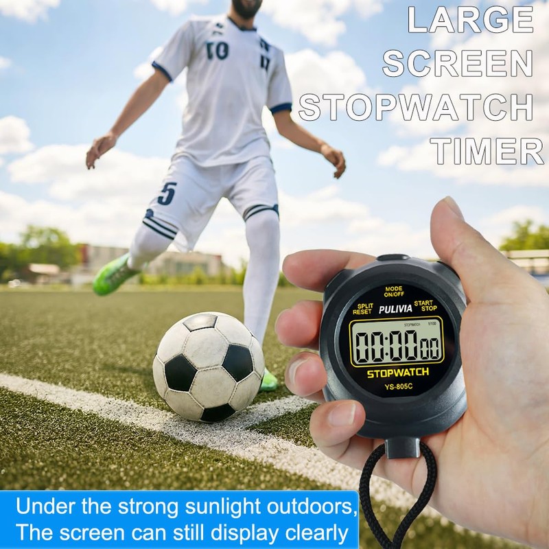 PULIVIA Stopwatch Timer with Countdown, Simple Operation Digital Stop Watch