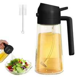 FHBOBHT 2-in-1 Oil Sprayer Bottle, 1.56 OZ / 470 ML oil dispenser bottle for kitchen,cooking oil sprayer for Salad, Frying, BBQ,kitchen，Easy-to-Use Pump for Healthy Cooking