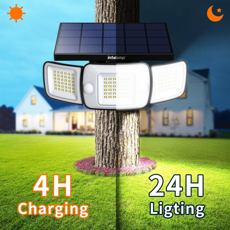 intelamp Solar Outdoor Lights,Solar Motion Sensor Lights with Dual Sensors