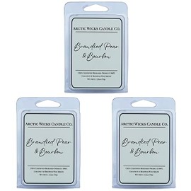 Brandied Pear & Bourbon Wax Melts (Pack of 3) | Arctic Wicks Coconut and Beeswax Wax Melt Tarts | 6 Cubes Per 2.5oz Pack | Premium Scented Wax for Wax Warmers and Tarts | Non Toxic USDA Biobased