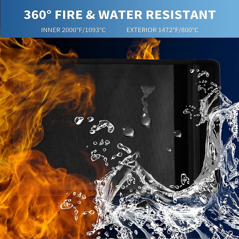 Fireproof Bag(2000℉), 15 x 11 Inches Waterproof and Fireproof Money
