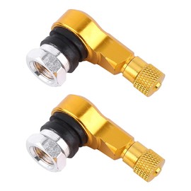2 Pieces Angle Valve, 11.3 mm 90 Degree Car Motorcycle Tyre Angle Valve Angle Wheel Tyre Shaft Curved Valve for Standard Tubeless Tyres Wheels (Gold)