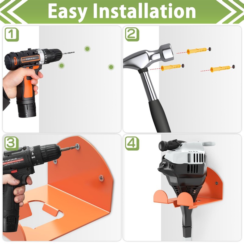 Fengone Trimmer Rack Wall Mount Heavy Duty Weedeater Hanger for