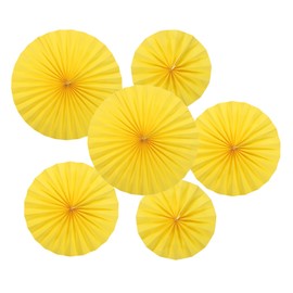 PATIKIL 8"/12"/16" Paper Fans Hanging Decoration, 12 in 1 Set Round Honeycomb Fans with Pearl for Birthday Wedding Graduation Events Party, Yellow