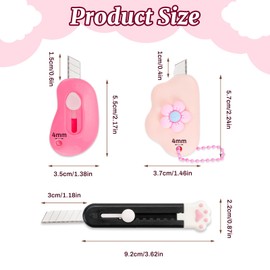 18 Psc Mini Box Cutter Retractable Utility Knife, Cute Pocket Letter Opener Slide Open with Keychain Hole, Multi-color Portable Cat Claw Cloud Shaped Envelope Slitter for Office Home DIY Crafts