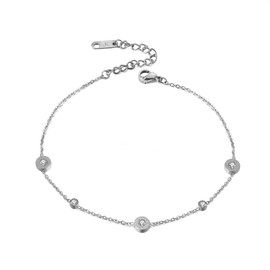 Kim Johanson Stainless Steel Women's Anklet *Forever* in Silver Gold & Rose Gold Anklet with Zirconia Stones Rustproof & Waterproof Anklet Women's Boho Jewellery Adjustable with Jewellery Bag