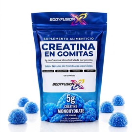 Gomitas de Creatina Monohidratada 5 g – Sin Azúcar, Veganas y Sin OGM – Apoyo para Fuerza Muscular, Recuperación y Rendimiento Deportivo – Sabor Frambuesa Azul – Fórmula Antiderretimiento – 120 Gomitas