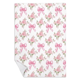 RYVJU Chinoiserie Pink Floral Kitchen Towels, Coquette Pink Bow Floral Hand Towels for Bathroom Decor, Grandmillennial Flower Decorative Dish Towels Drying Cloth for Kitchen, 16x24 Inch