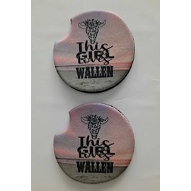 This Girl Loves Wallen Country Music Car Coasters Soft Neoprene - 2 PACK - Car Cup Holder Coaster, Absorbent Car Cupholder Coaster