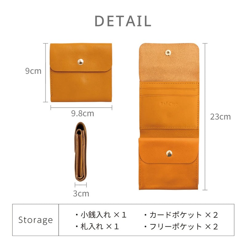 RafiCaro Women's Bifold Wallet, Genuine Leather, Italian Leather, Flap, Mini