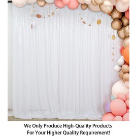 ShinyBeauty 4FTX6FT-White-SEQUIN Backdrop Shimmer Holiday Fabric Backdrops, Sequin Photography, Photo Booth Curtains (White)