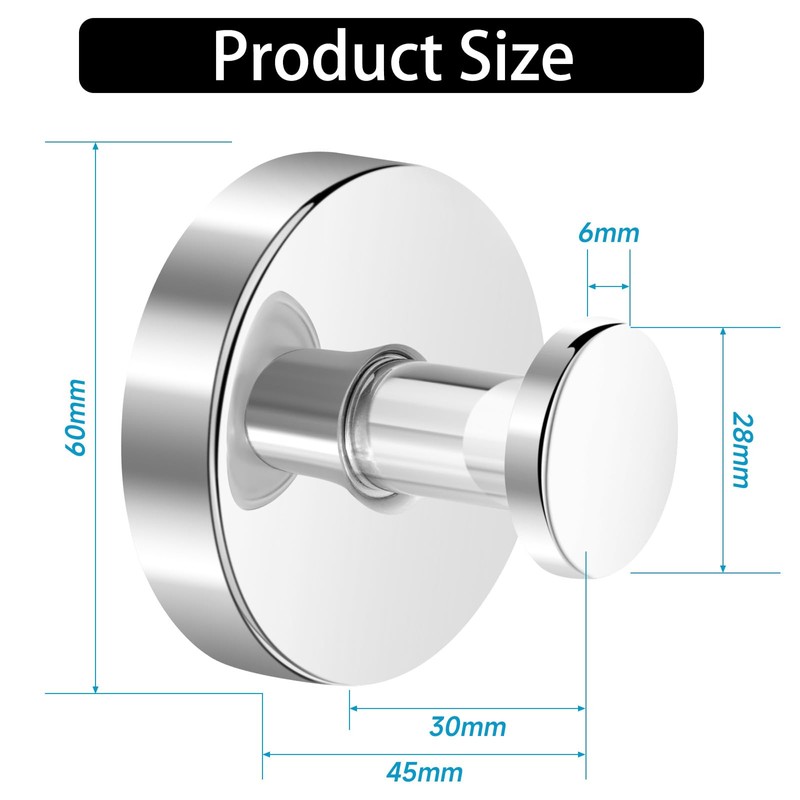 ELIUNG Shower Suction Hooks, 2 Pack Removable Bathroom Suction Hooks,