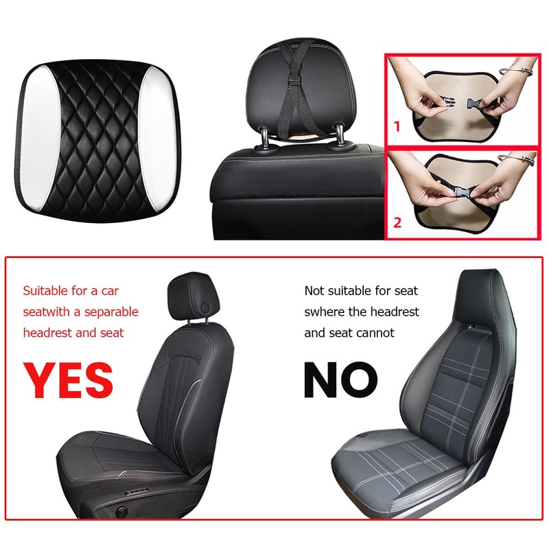 KHGUZ Car Headrest Cover, Soft Leather Dirt-Proof Vehicle Seat Head