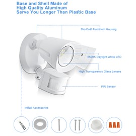 UFOND LED Security Lights Outdoor Motion Sensor Light，2400 Lumen All Aluminum Floodlight,Waterproof,Angle Adjustable,6500K,4 Modes,for Garage Porch Balcony Patio