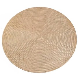 MOIYOBPM Round PVC Placemats Set of 4, 100% Hand Made Nature Braided Straw Table Mats Heat Resistant Non-Slip for Dining Table, Home, Hotels(15inch)