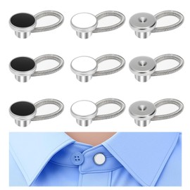 GrueGard Shirt Collar Button Extensions, 9 Premium Collar Extensions without Sewing Shirts & Sleeves, 10 mm Spring Alloy Collar Extenders Buttons for Men's Shirts