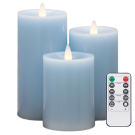 HVTDECOR Flameless LED Candles, Realistic Flickering Flame, Set of Multiple (Blue, Set of 3 (4",5",6"))