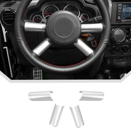 Steering Wheel Cover Trim Interior Decaration for 2007-2010 Jeep Wrangler JK JKU 2 Door & 4 Door (Silver)