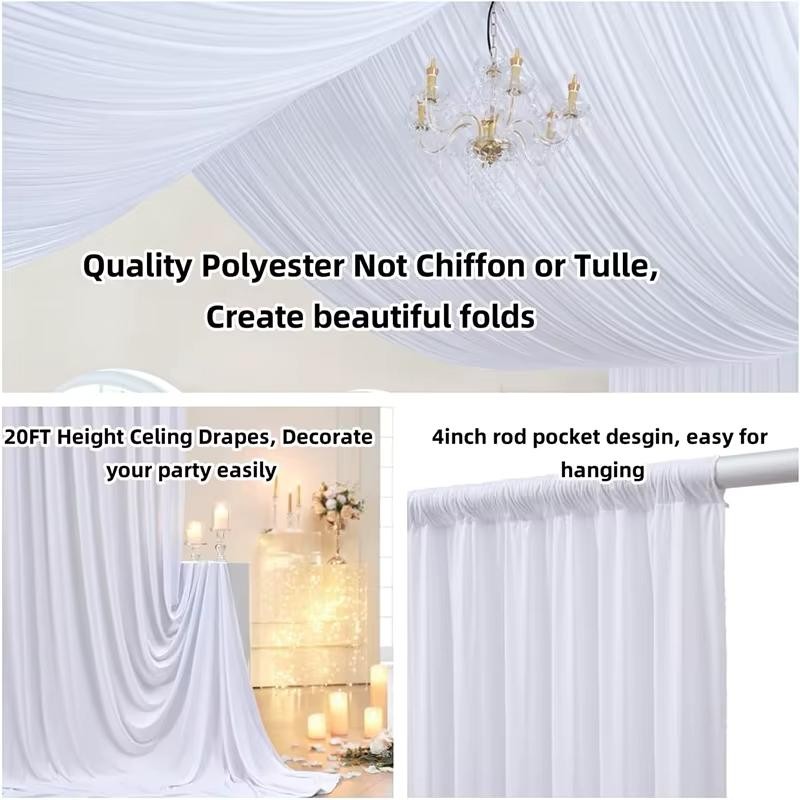 White Ceiling Drapes for Weddings and Parties – Polyester Backdrop