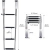 Amarine Made 4 Steps Telescoping Boat Ladder Stainless Steel Folding