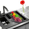 Fousenuk Extendable Strainer Basket Over the Sink, Black, Strainer for