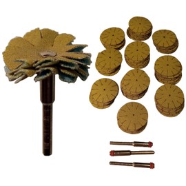 Generic Mini 1” Detail Sanding mop bits, for a Rotary Tool. Wood and Metal Sanding Accessories. (1"" Circle (More aggresive), 103, 120 grit)