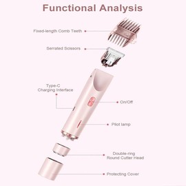 Electric Hair Trimmer for Women, USB Rechargeable 2 in 1 Body & Facial Diffuser Hair Removal Double Head Trimmer for Face Underarm Legs, Valentine's Day Gift - Color: Purple
