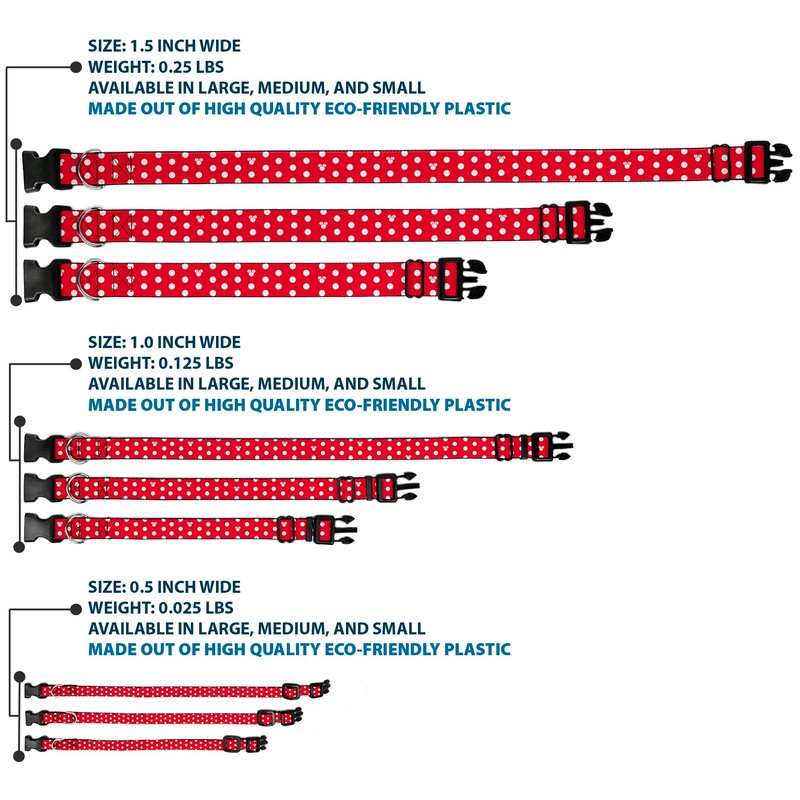 Buckle-Down Plastic Clip Collar - Minnie Mouse Polka Dot/Mini Silhouette