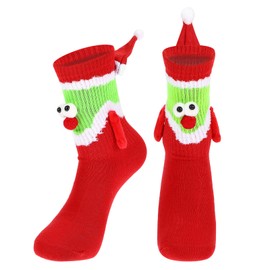 GEEHUA Weihnachtssocken, Hand in Hand Magnetische Socken zum Händchenhalten, lustige originelle Socken, Baumwollsocken in Mittelrohrform Weihnachtssocken für Paare, Geschenke für Familie Männer Frauen