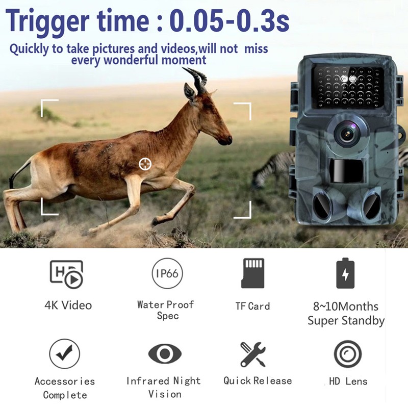 4K 30MP Trail Camera IP66 Water Resistant Hunting Camera with
