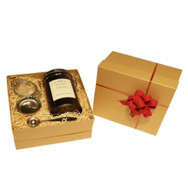 Nonsuch Estate Tea Gift Set Black Loose Leaf Tea Wrapped 100g in Caddy with Tea Strainer and Measuring Spoon by TeaCakes of Yorkshire