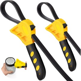 2pcs Strap Wrench Set, 2pcs Jar Opener 24 in and 19.7 in Length Adjustable Rubber Strap Wrench Oil Filter Wrench, Reinforced Rubber Belt, Jar Opener for Weak Hands, Pipe Wrench for Plumbers