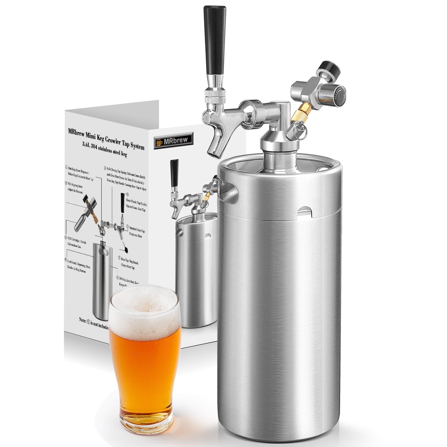 MRbrew 128oz Mini Keg Growler Portable Draft Beer Dispenser System ...