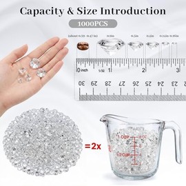 DomeStar - 1000 piezas de decoraciones de diamantes, diamantes falsos transparentes, cristales de acrílico para rellenar jarrones, mesas de boda, fiestas, 5 tamaños (0.16 a 0.9 pulgadas)