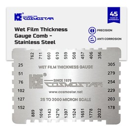 Cosmostar Wet Film Thickness Gauge Comb - 1-80 Mil Scale, Stainless Steel Coating Thickness Measurement Tool for Paints, Resins, Varnishes, and Gel Coats